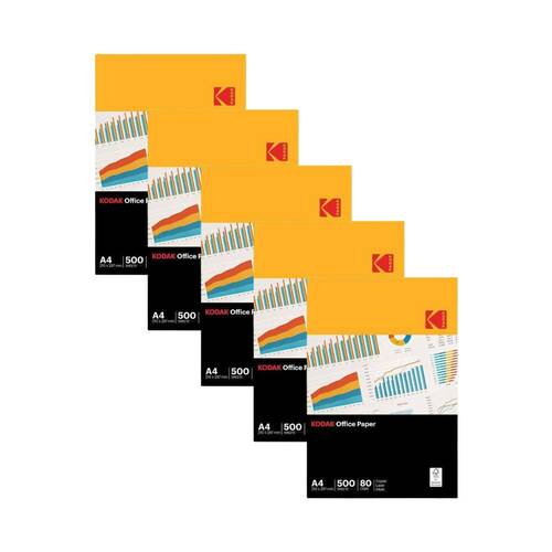 5PK Kodak A4 Printing 500-Sheet Office Paper 80gsm Stationery