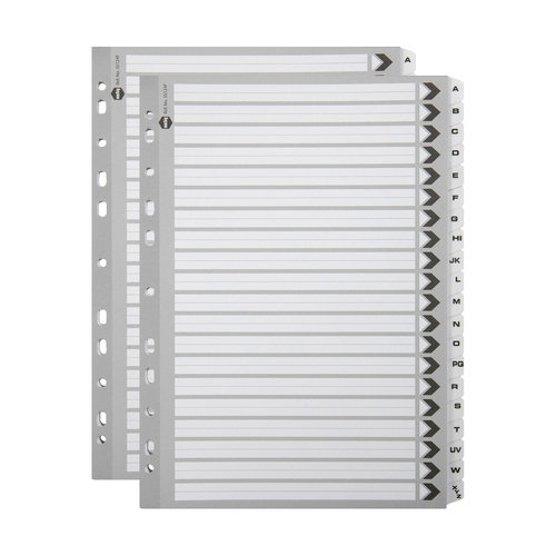 2PK Marbig A-Z Tab A4 Ring Binder Plastic Divider - Black/White