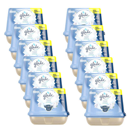 12PK Glade Solid Scented Gel Air Freshener 180g - Clean Linen