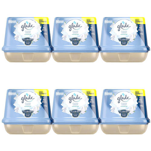 6PK Glade Solid Scented Gel Air Freshener 180g - Clean Linen