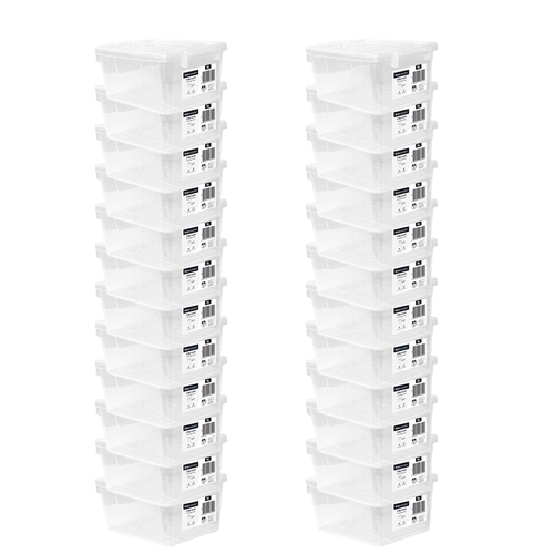 24PK Boxsweden 5L Storage Box w/ Clip Lock Lid Rectangle - Clear