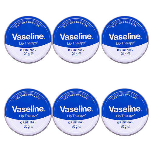 6PK Vaseline Lip Therapy Petroleum Moisturising Jelly Balm 20g Original