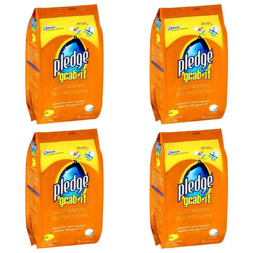 4x 20pc Pledge Grab It Electrostatic Dusting Cloths w/ Fresh Citrus Scent 29.5cm