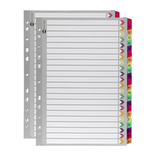 2PK Marbig A-Z Tab Fluoro A4 Ring Binder Plastic Divider Organiser
