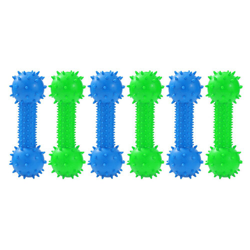6PK Paws & Claws Rubber 14.5x5cm Dumbbell Pet/Dog Toy - Assorted