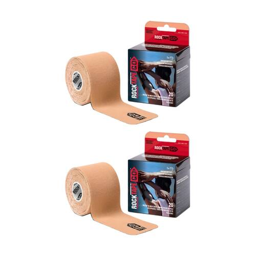 2x 20pc Rocktape Go Precut Kinesiology Sports Stretchy Tape Strips Beige