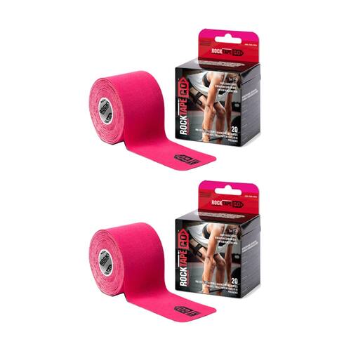 2x 20pc Rocktape Go Precut Kinesiology Sports Stretchy Tape Strips Pink