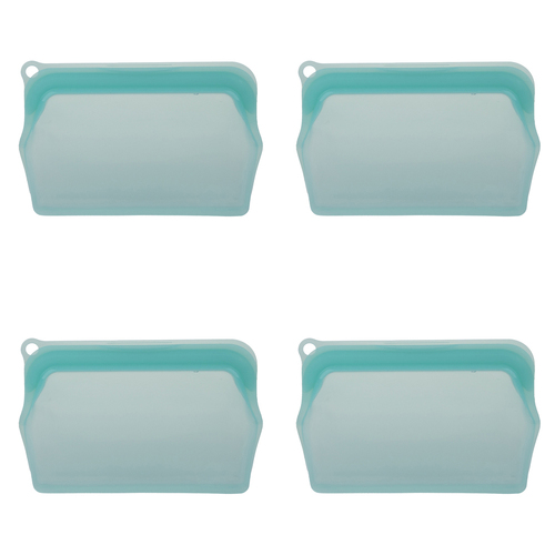 4PK Appetito Silicone Small Food Storage Bag 330ml Aqua