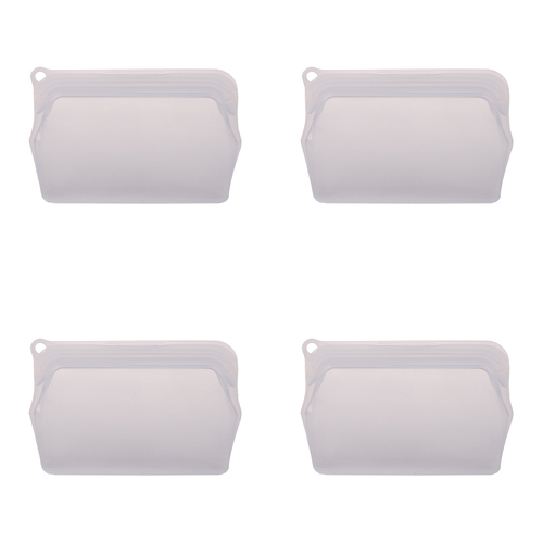 4PK Appetito Silicone Small Food Storage Bag 330ml White