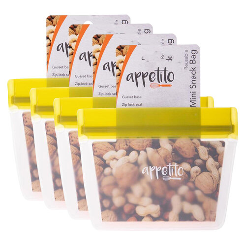 4PK Appetito Reusable Mini Snack Bag - Green