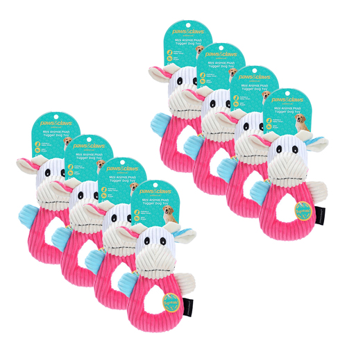 8x 2pc Paws & Claws Plush Animal Tugger 12x24cm - Assorted