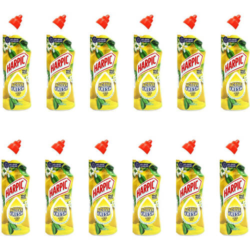 12PK Harpic Active Fresh Liquid Gel Toilet Cleaner 750ml - Citrus