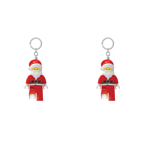 2PK Lego Minifigure Santa Keychain LED Light 4x12cm Kids - Red 6y+