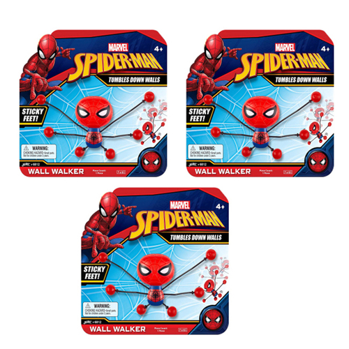 3PK Spiderman Kids/Children Jumbo Wall Walker Sticky Feet Toy 4y+