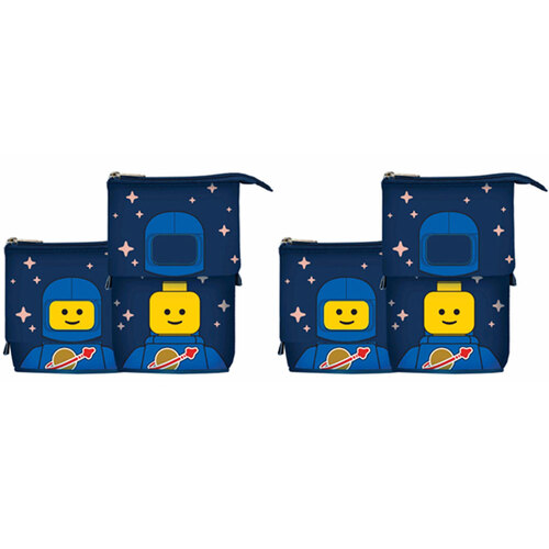 2PK Lego Mini Figures Pencil Case Pop Up Spaceman Kids Play Toy - Blue 6y+