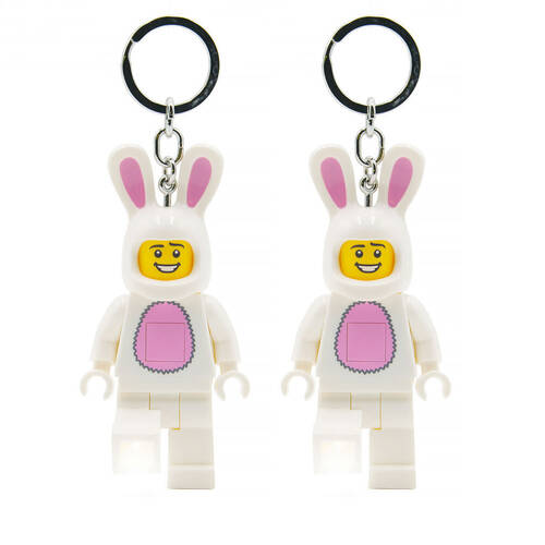 2PK Lego Brick Mini Keychain Light Bunny Hanging Accessory Key Ring Bag Charm