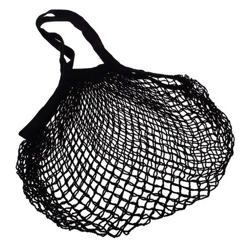 Sachi 34cm Cotton String Bag Long Handle Tote - Black