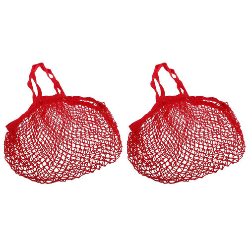 2PK Sachi Cotton String Bag Long Handle Red