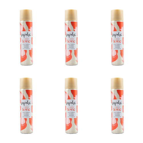 6PK Impulse 75ml Body Spray True Love Inspired By Rose & Coconut