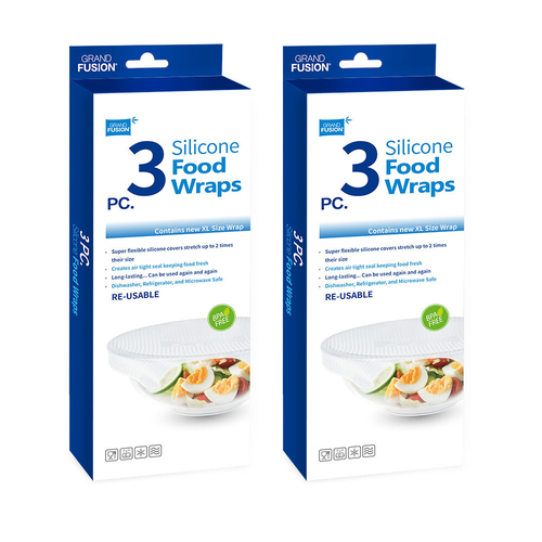 6pc Grand Fusion Silicone Stretchy Food Container Lid/Wraps XL