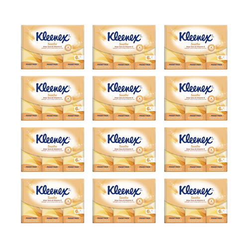 72pc Kleenex 4Ply To Go Handy Pack Tissues Softcoat w/ Aloe Vera