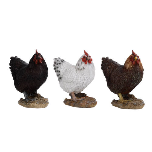 3pc Esschert Design Standing Hen Statue Animal Ornament 19.5cm