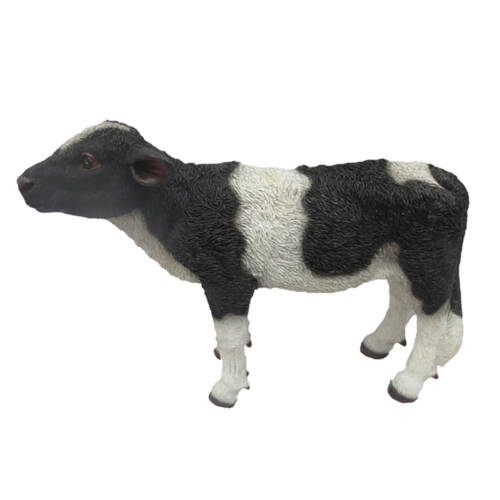 Esschert Design Standing Calf Statue Medium Animal Ornament Black White