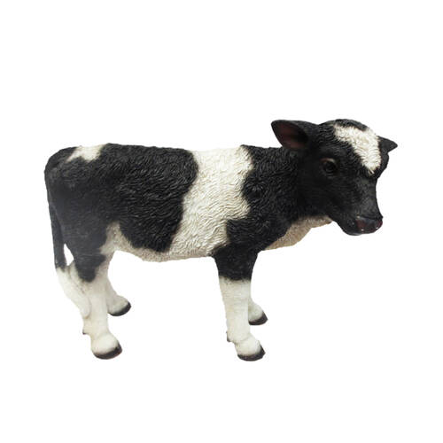 Esschert Design Standing Calf Statue Small Animal Ornament Black White