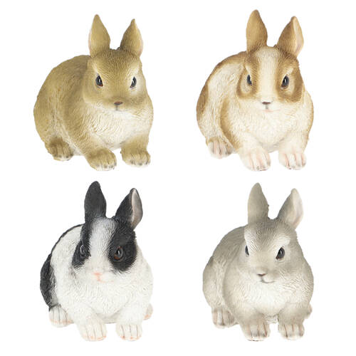 4pc Esschert Design Dwarf Rabbit Statue Animal Ornament