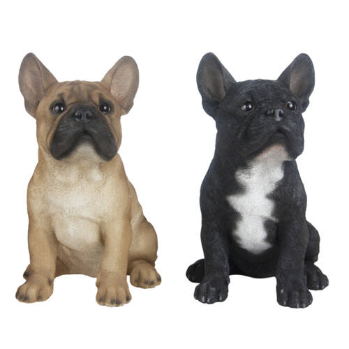2pc Esschert Design Sitting French Bulldog Statue Garden Brown Black