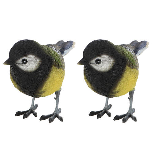 2PK Esschert Design Great Tit Bird Statue Garden Decor Black Yellow