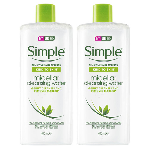 2PK Simple 400ml Micellar Cleansing Water Kind To Skin