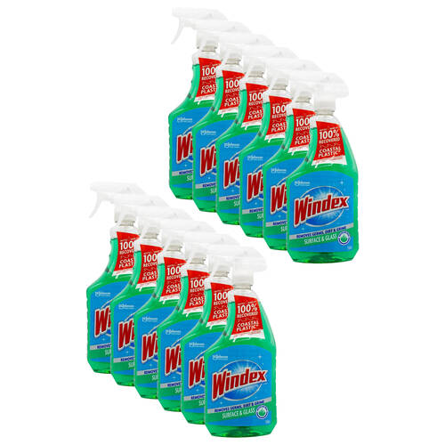 12PK Windex 750ml Surface & Glass Spray Cleaner Mountain Fresh Fragrance