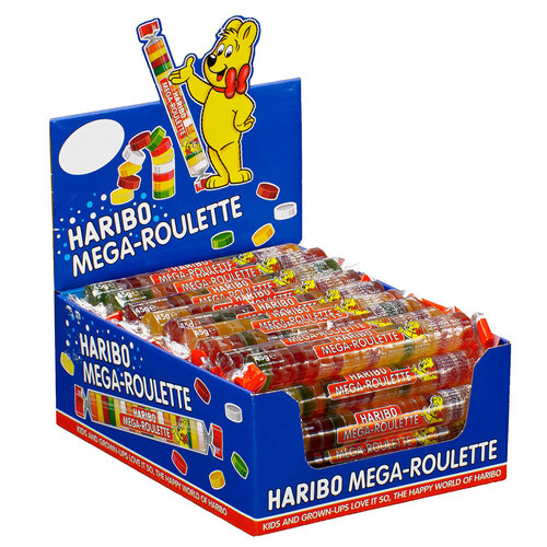 40pc Haribo Mega Roulette Gummies Twist Wraps 45g
