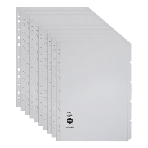 10PK Marbig White 5-Tab Manilla A4 Ring Binder Indices Dividers