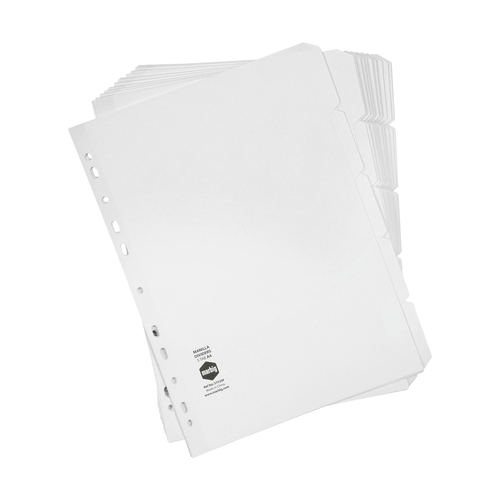 20pc Marbig White 5-Tab Manilla A4 Ring Binder Indices Dividers