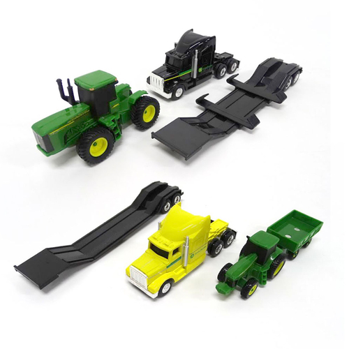 2pc John Deere Hauler Semi Truck Black & Yellow