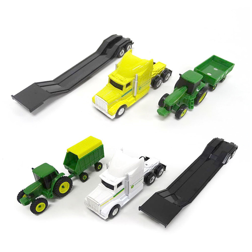 2pc John Deere Hauler Semi Truck White & Yellow