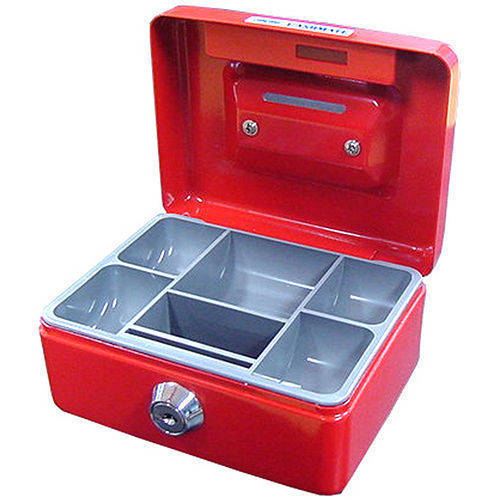 Red Mini Portable Sturdy Metal Cash/Money Box Organiser/Coins/Safe/Keys/Lock