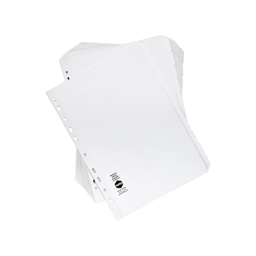 20pc Marbig White 10-Tab Manilla A4 Ring Binder Indices Dividers