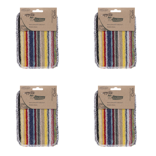 4pc Appetito Eco Scrubber 12x16.5cm Universal Scrub Cloth Assorted