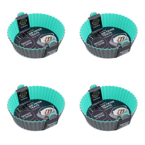 8pc Lemon & Lime Silicone Air Fryer Tray Round 20x6cm - Assorted