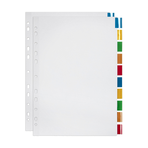 2PK Marbig Coloured 10 Insert Tab Manilla A4 Indices & Dividers