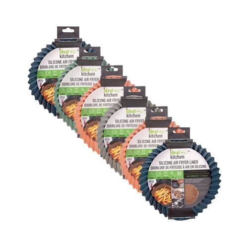 6PK Ideal Kitchen Reusable Silicone Air Fryer Round Liner 18x5cm