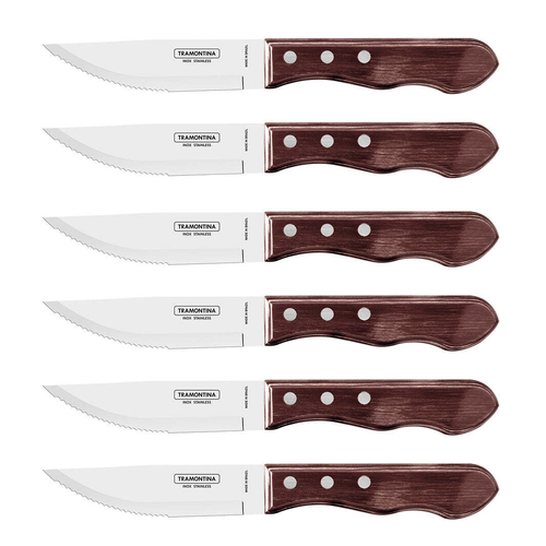 6pc Tramontina Jumbo Steak Knife Home/Kitchen Cutting Tool Set - Brown
