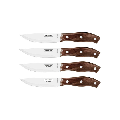 4pc Tramontina Rio Grande Steak Knife Kitchen Cutting Tool Set - Brown