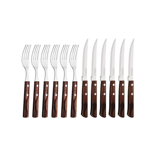 12pc Tramontina Steak Knife/Fork Home/Kitchen Cutting Tool Set - Brown
