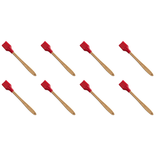 8PK R&M Silicone Pastry Brush w/ Wood Handle/Tub - Red