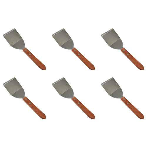 6PK R&M Stainless Steel Cookie & Brownie Spatula w/ Wood Handle/Tub