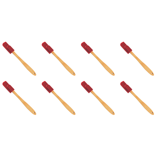 8PK R&M Silicone Mini Spatula w/ Wood Handle - Red